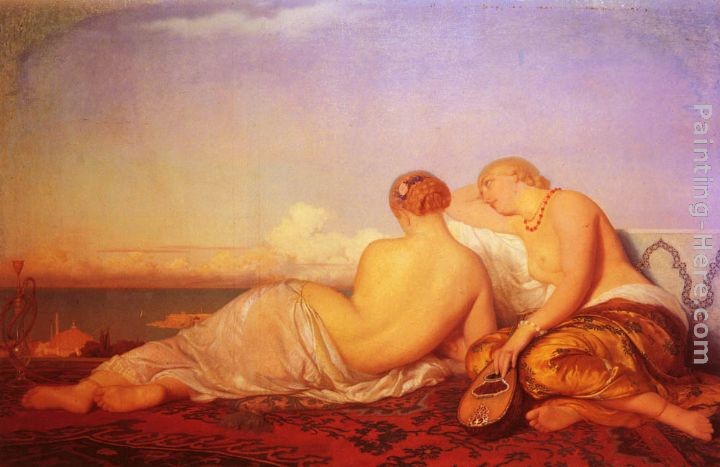 Antoine Auguste Ernest Hebert Les Deux Odalisques Contemplant Le Bosphore